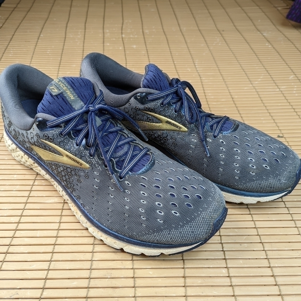 Brooks Glycerin 17 Men's Running Shoes Gray/Navy Blue/Gold Size 14 US D (Medium)